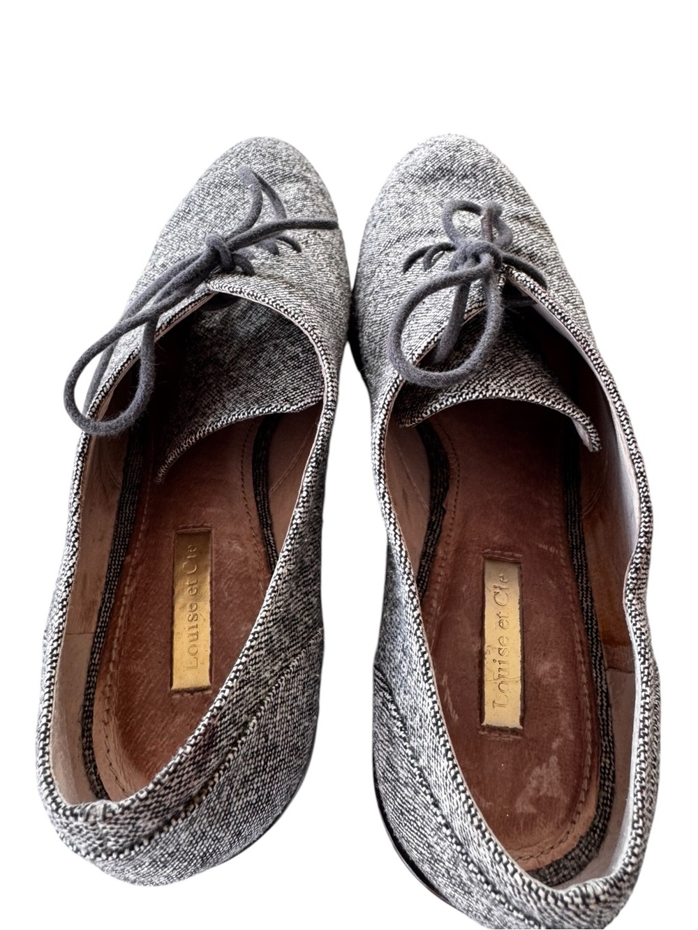 Louise et Cie Grey Tweed Fabric Lace Up Oxford Block Heel Pumps Size 8M - Picture 6 of 8